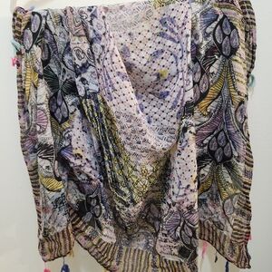 Boho Floral Patchwork Scarf in Pastel Mix